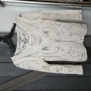 Express XS Lace Detailed  Sheer Blouse